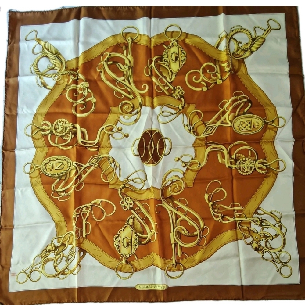 Authentic Hermes Lift Profile Silk Scarf Carre 90 Vintage